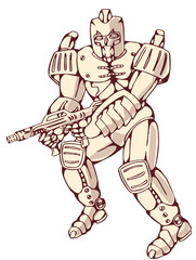 Mecha Robot Warrior With Ray Gun