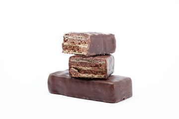 wafers in chocolate isolated on a white background