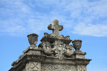Detail of a grave ornament in France