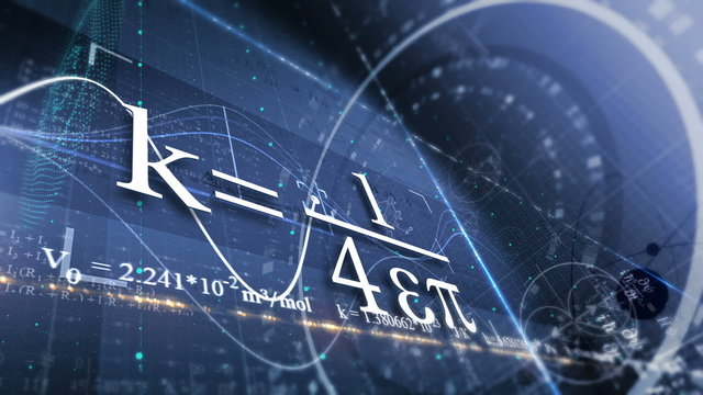 PHYSICS, SCIENCE. ABSTRACT BACKGROUND WITH DIFFERENT FORMULAS