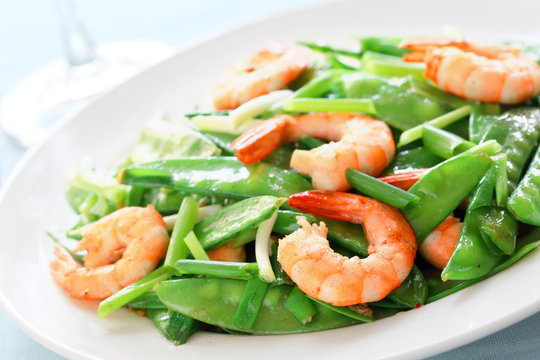 Salt And Pepper Shrimp With Snow Peas