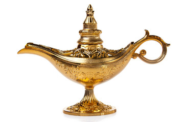 Magic Aladdin's Genie lamp isolated on white - 41757647
