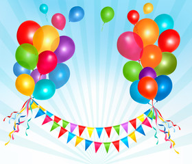 Birthday balloons frame composition