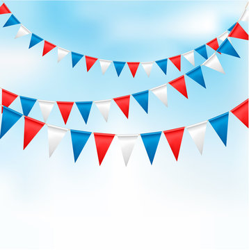 Holiday background with birthday flags. Vector