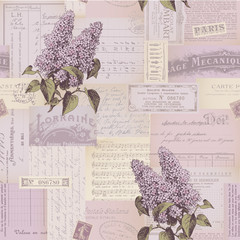 seamlessly tiling paper collage pattern with lilac