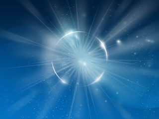 Space shining circle, blue background