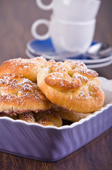 Breakfast with brioches.