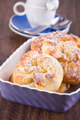 Breakfast with brioches.
