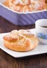 Breakfast with brioches.