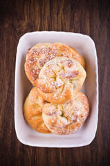 Breakfast with brioches.