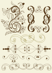 Collection of calligraphic vector elements
