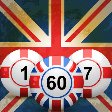 Uk And England Bingo Balls And Union Jack Flag