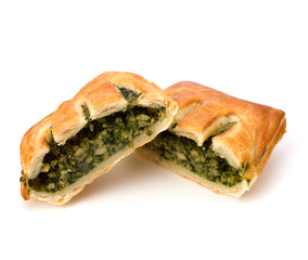 Puff pastry. Healthy pasty with spinach.