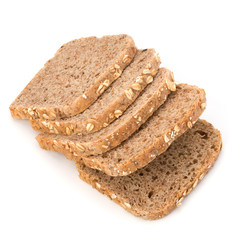 Healthy bran bread slices with rolled oats