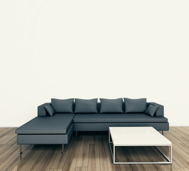 minimal modern interior couch and table