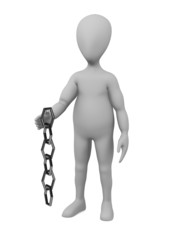 3d render of cartoon character with chain