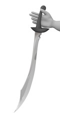 3d render of cartoon character with exotic sword