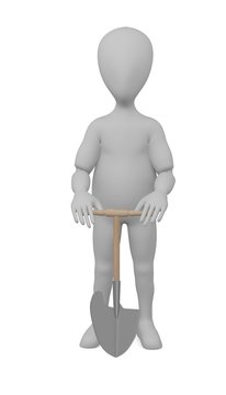 3d render of cartoon character with farming tool