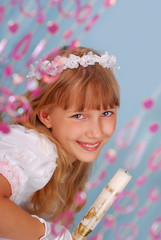 girl going to the first holy communion