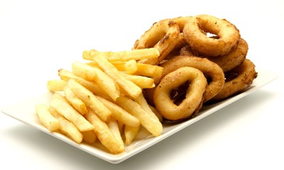 Calamares fritos con patatas