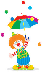 Circus clown with an umbrella