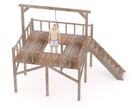 3d render of artificial character on gallows