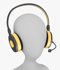 3d render of cartoon character with headphones