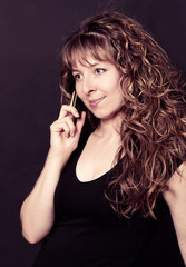 Fototapeta premium young woman with phone