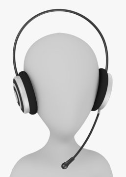 3d render of cartoon character with headphones