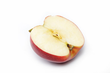 Half an apple on a white background.