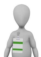 3d render of cartoon character with ID badge