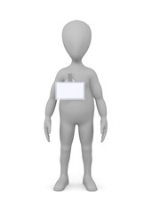 3d render of cartoon character with ID badge