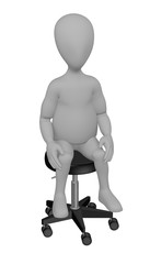 3d render of cartoon character on chair