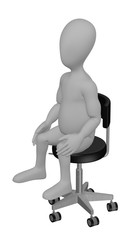 3d render of cartoon character on chair