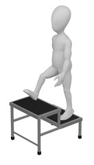 3d render of cartoon character with stairs