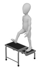 3d render of cartoon character with stairs