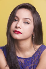 Fototapeta premium beautiful latina model in a blue dress