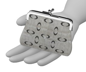 3d render of cartoon character with purse