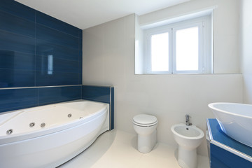 Obraz na płótnie Canvas Wnętrze łazienki w nowoczesnym domu, hot tub