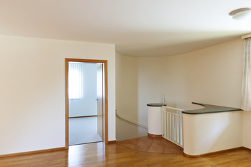 new classic house, interior, empty room with wooden floor