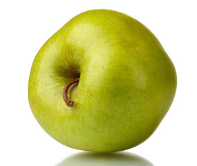 ripe green apple isolated on white