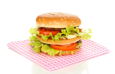 Big and tasty hamburger isolated on white