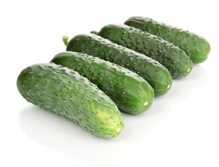 Fresh cucumbers isolated on white