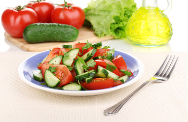 Fresh salad with tomatoes and cucumbers
