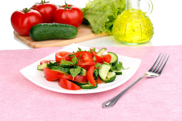 Fresh salad with tomatoes and cucumbers
