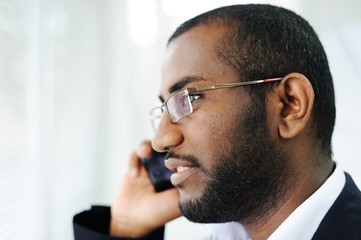 African American man on the phone