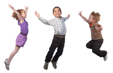 Happy children jumping