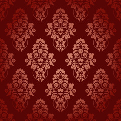 Seamless Pattern Flowers Dark Red