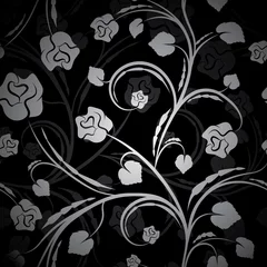 Papier Peint photo Fleurs noir et blanc motif floral sans soudure