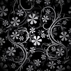Crédence de cuisine en verre imprimé Fleurs noir et blanc motif floral sans soudure